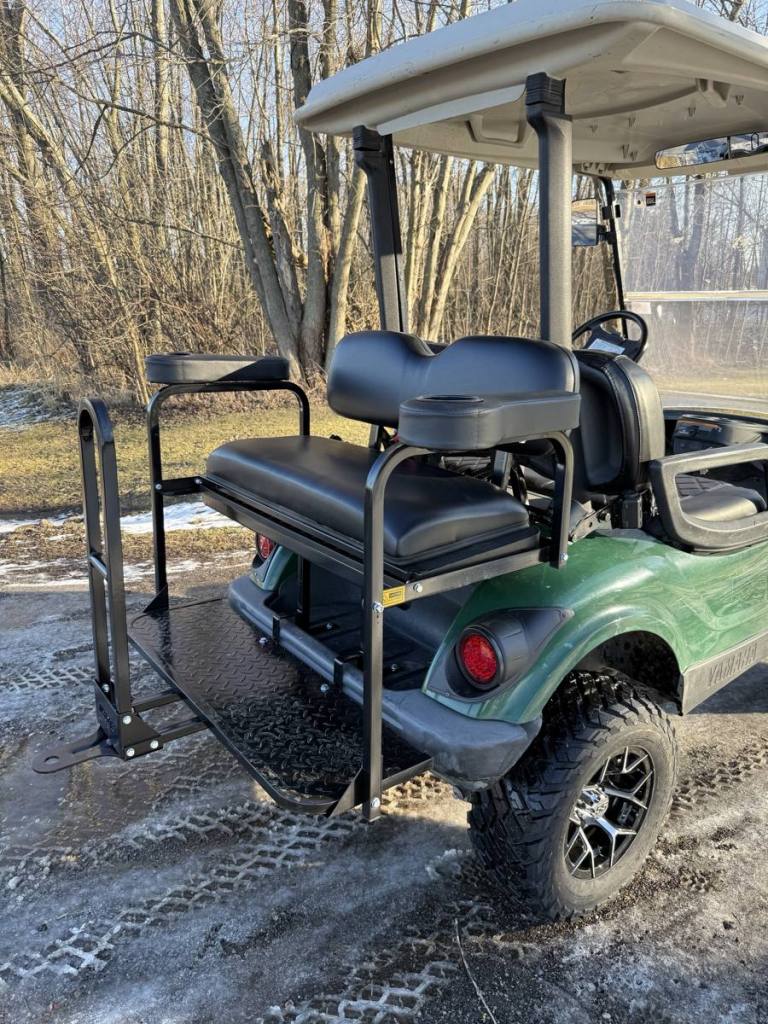 Lifted green 2009 Yamaha G29 Drive golf cart sold by Rugged Buggies, Byron, MI