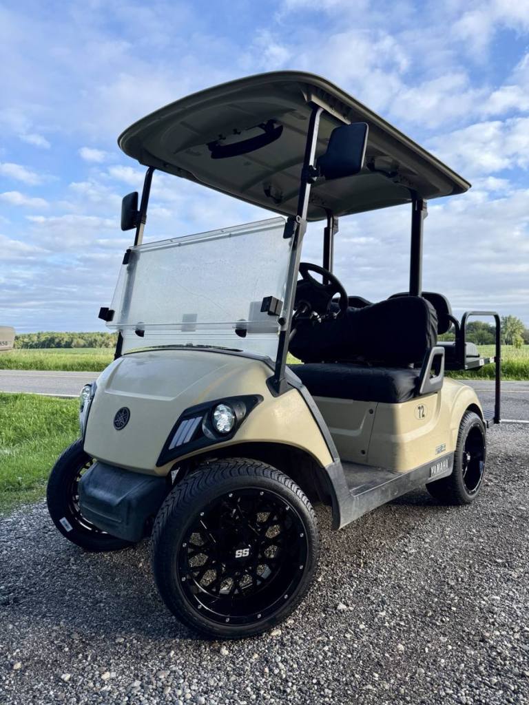 Tan 2020 Yamaha Drive2 EFI golf cart sold by Rugged Buggies, Byron, MI