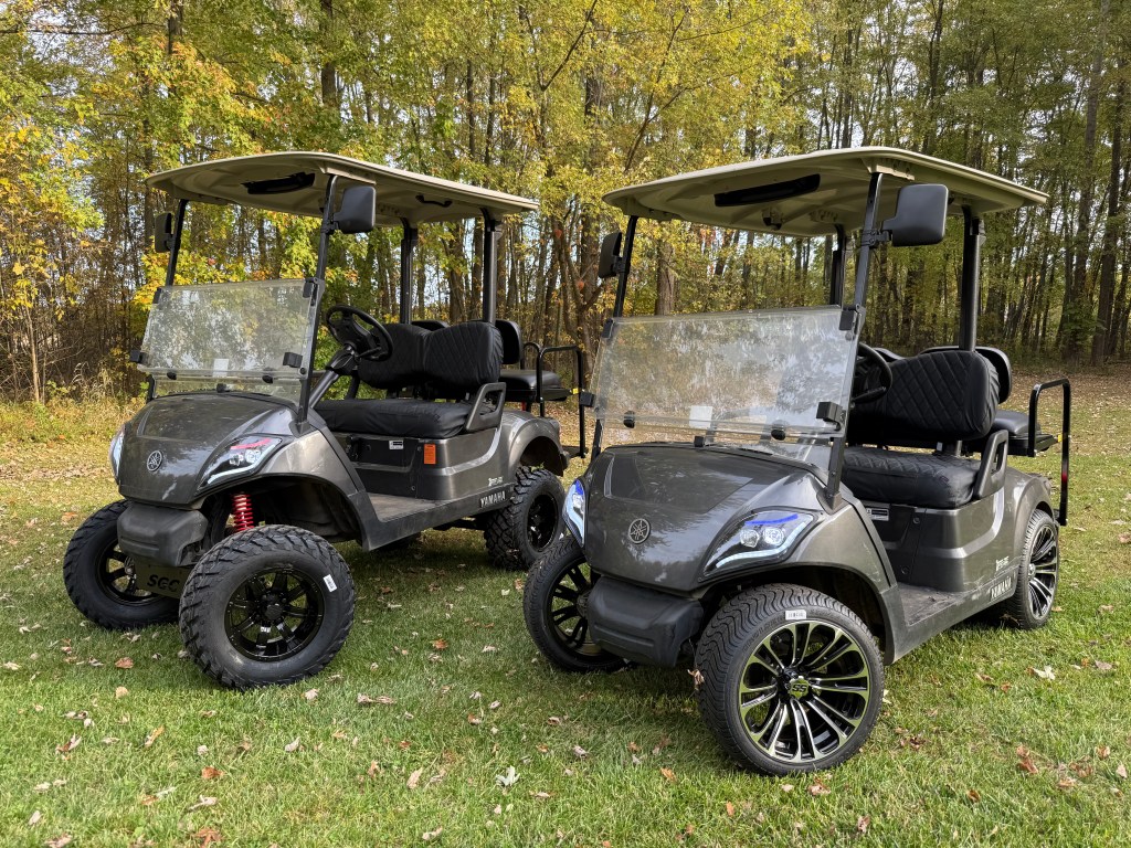 Two custom lifted Yamaha golf carts for sale in Byron, MI