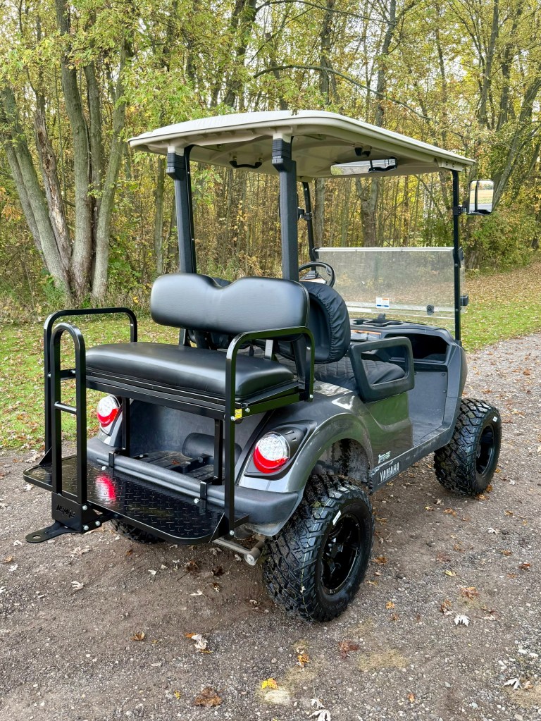Lifted carbon 2021 Yamaha Drive2 EFI golf cart for sale in Byron, MI