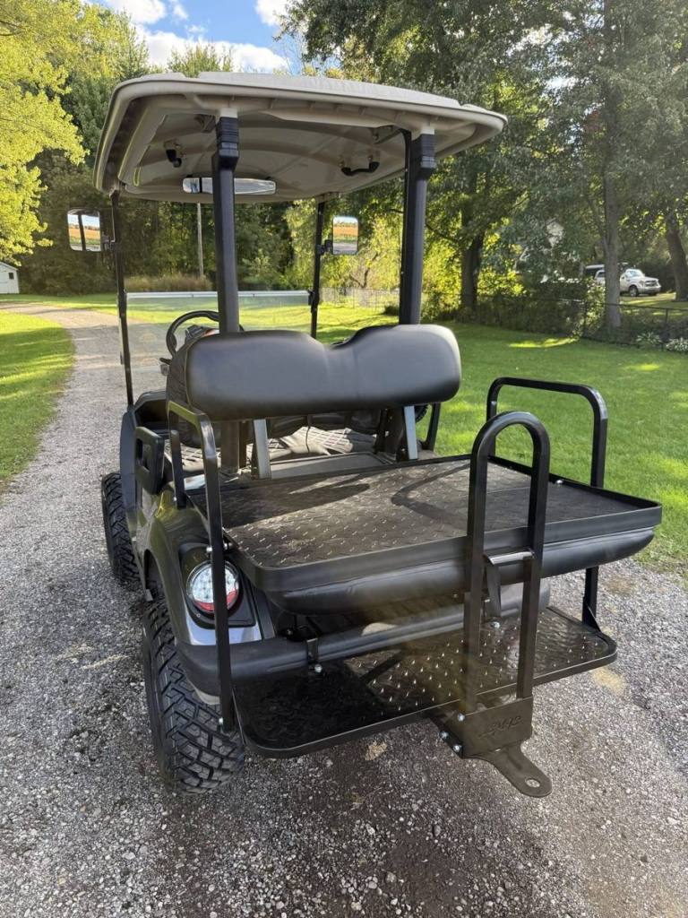 Lifted carbon 2021 Yamaha Drive2 EFI golf cart sold by Rugged Buggies, Byron, MI
