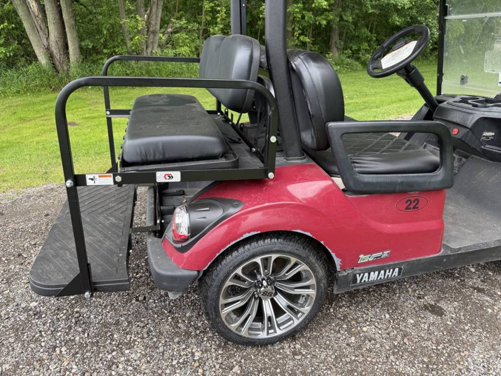 Red 2019 Yamaha Drive2 EFI QuieTech golf cart sold by Rugged Buggies, Byron, MI
